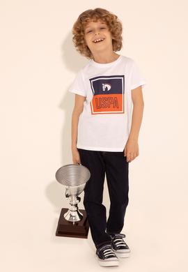 Erkek Çocuk Beyaz Bisiklet Yaka Tişört - 50284902036