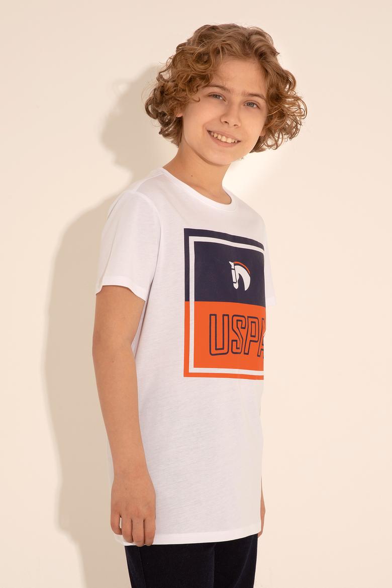 Erkek Çocuk Beyaz Bisiklet Yaka Tişört - 50284902036