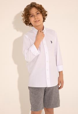 Erkek Çocuk Beyaz Uzun Kollu Basic Gömlek - 50288715011