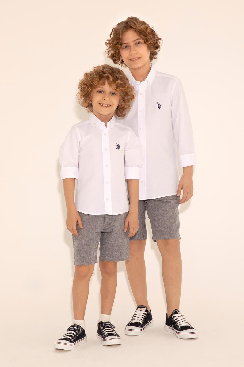 Erkek Çocuk Beyaz Uzun Kollu Basic Gömlek