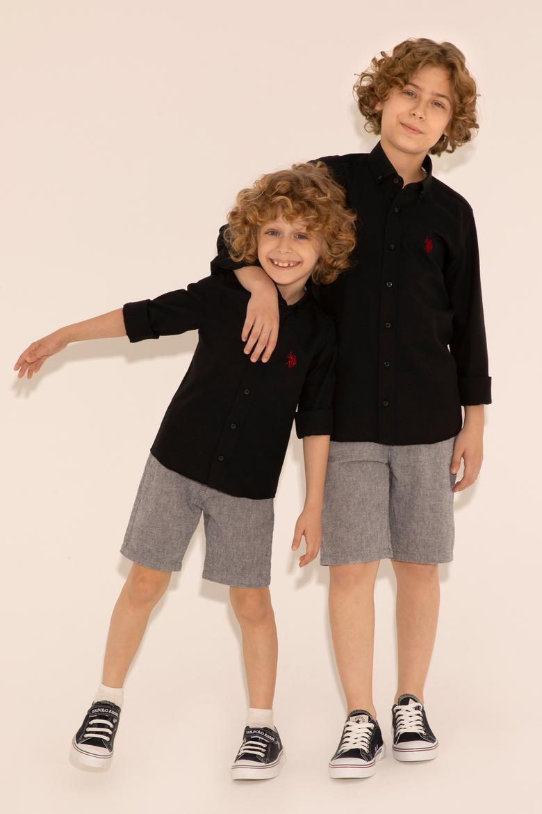 Erkek Çocuk Siyah Uzun Kollu Basic Gömlek