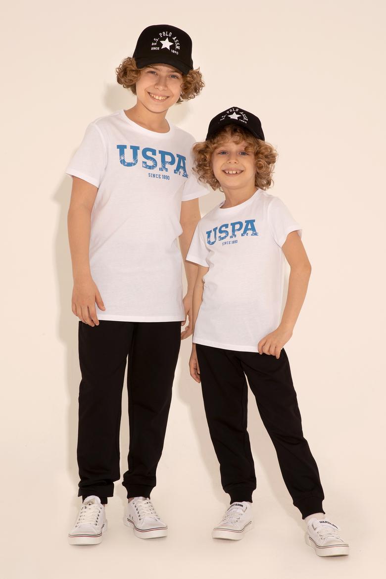 Erkek Çocuk Beyaz Bisiklet Yaka Tişört