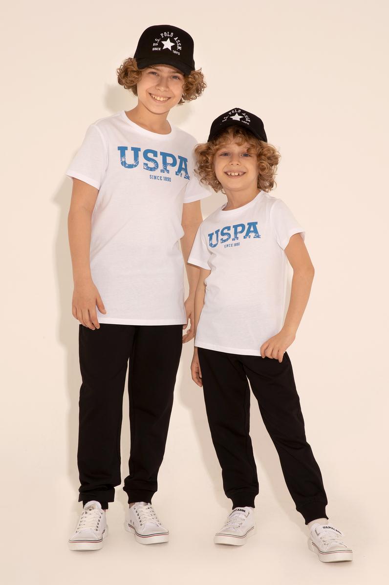 Erkek Çocuk Beyaz Bisiklet Yaka Tişört