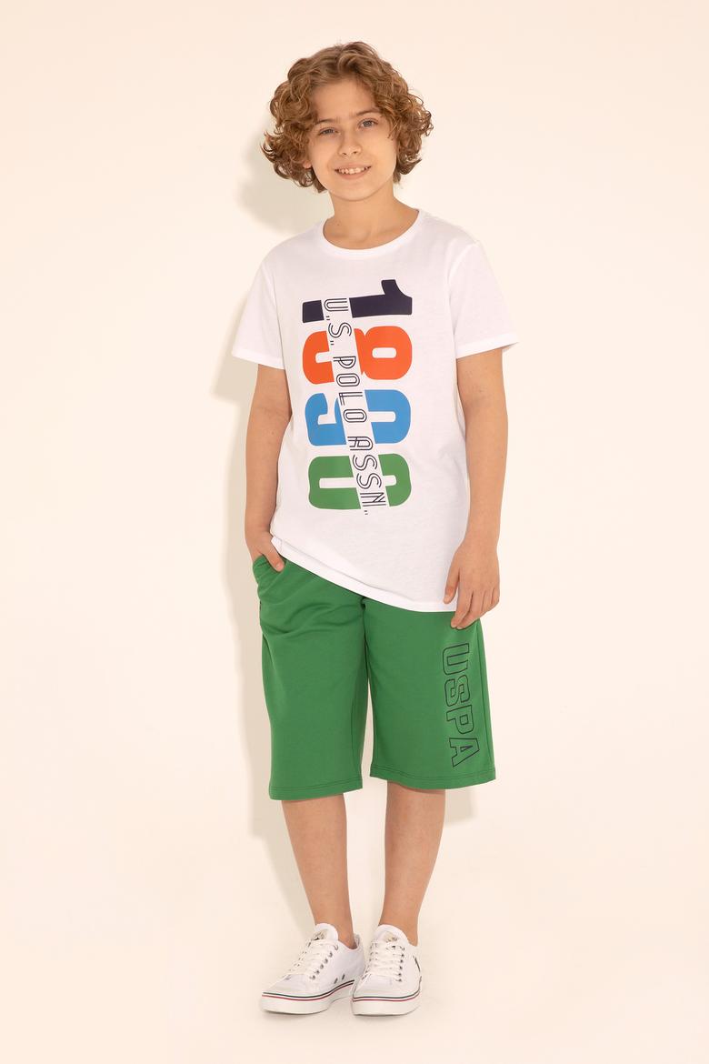 Erkek Çocuk Beyaz Bisiklet Yaka Tişört - 50288053009