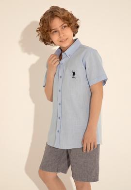 Erkek Çocuk Basic Açık Mavi Kısa Kollu Gömlek - 50289430014