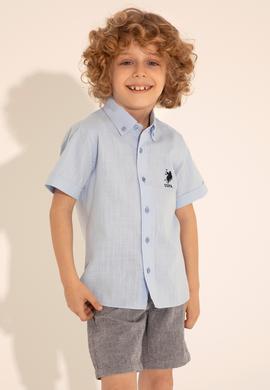 Erkek Çocuk Basic Açık Mavi Kısa Kollu Gömlek - 50289430014