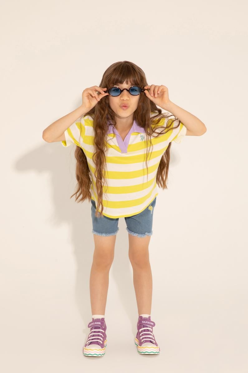 Kız Çocuk Fıstık Polo Yaka Tişört