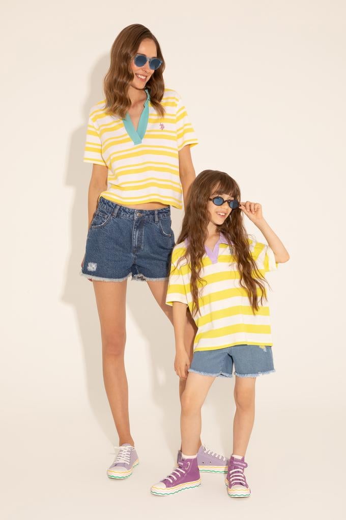 Kız Çocuk Fıstık Polo Yaka Tişört