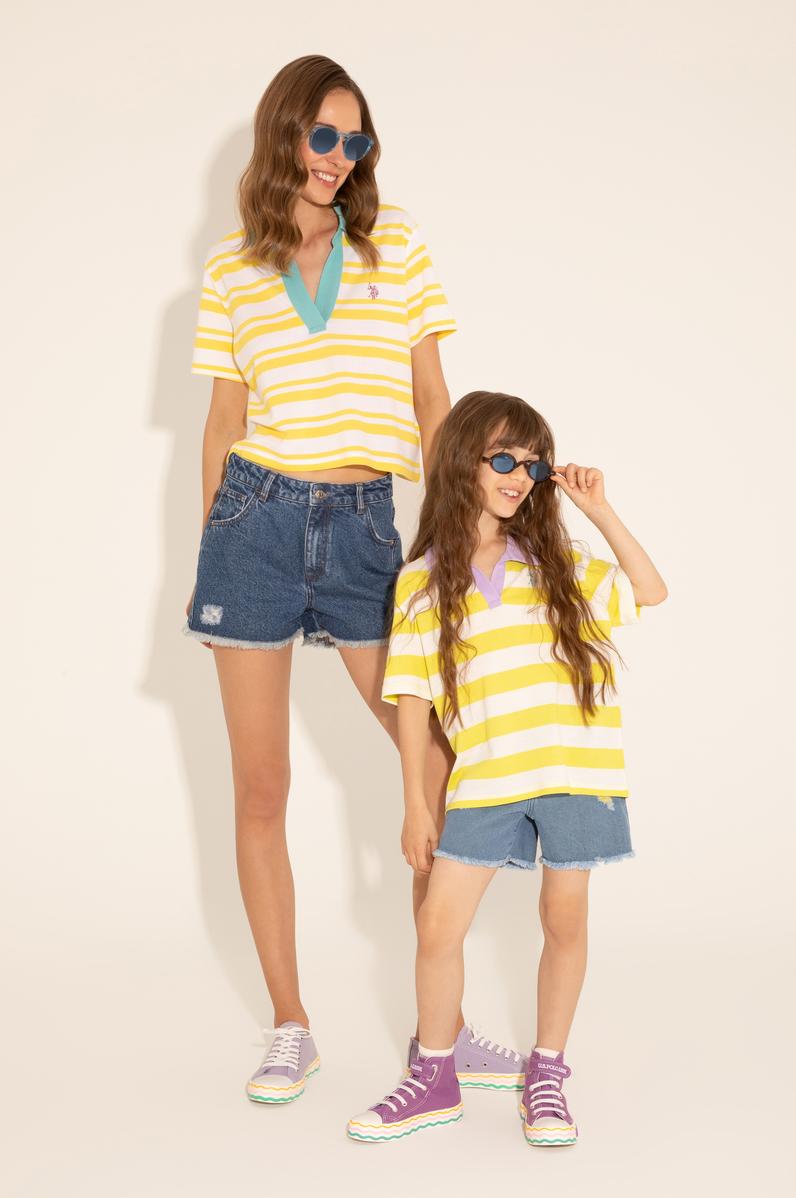 Kız Çocuk Fıstık Polo Yaka Tişört