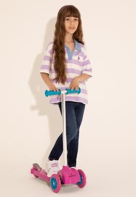 Kız Çocuk Lila Polo Yaka Tişört - 50288434039