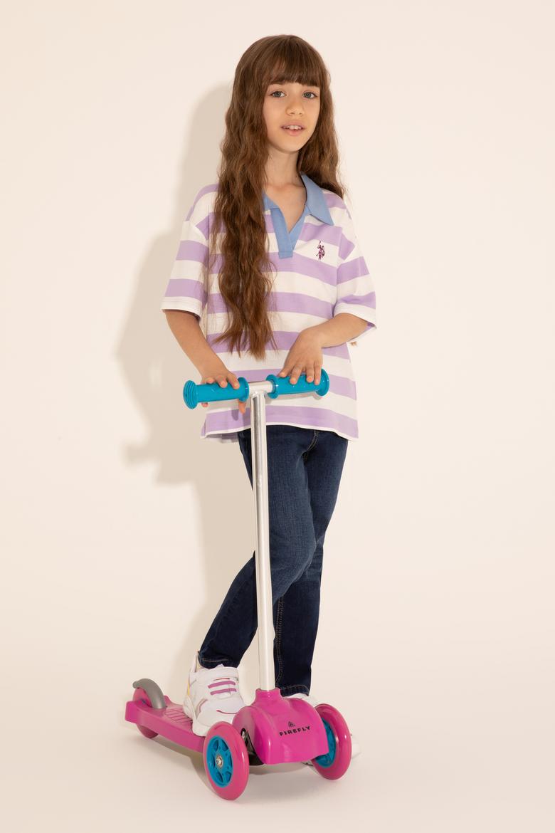 Kız Çocuk Lila Polo Yaka Tişört - 50288434039