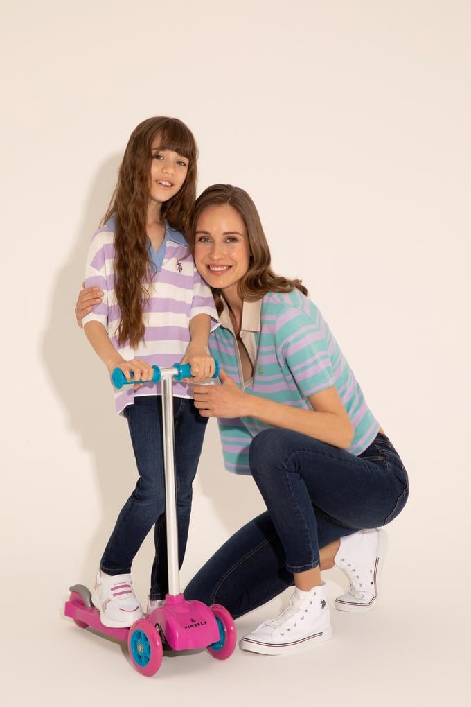 Kız Çocuk Lila Polo Yaka Tişört