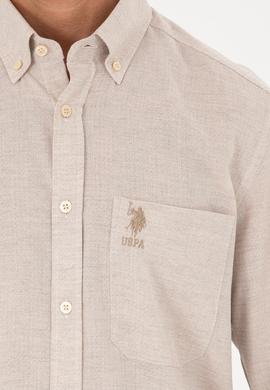 Erkek Ekru Uzun Kollu Gömlek - 50282857020