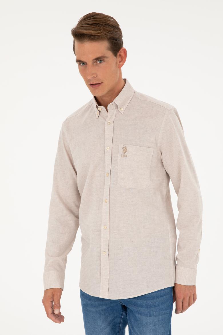 Erkek Ekru Uzun Kollu Gömlek - 50282857020