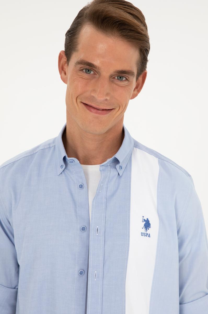 Erkek Saks Uzun Kollu Gömlek