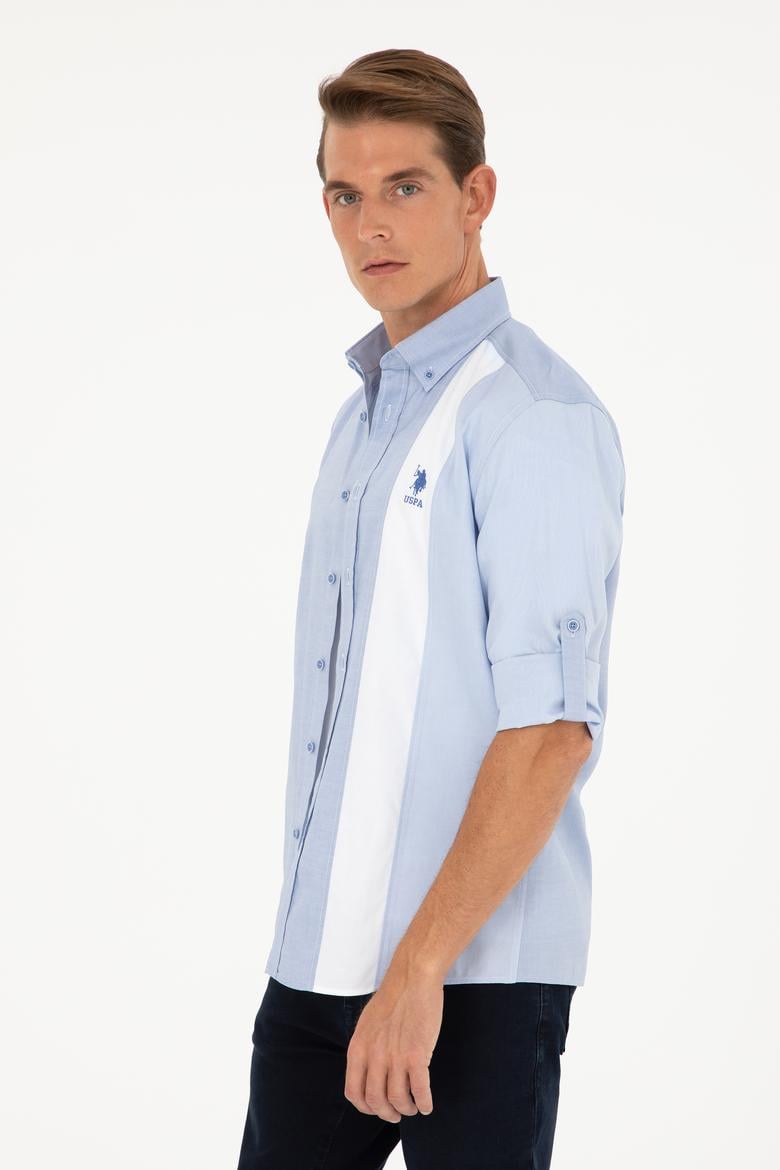 Erkek Saks Uzun Kollu Gömlek