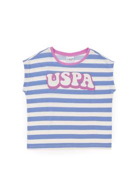 Kız Çocuk Koyu Mavi Bisiklet Yaka Tişört - 50288409030