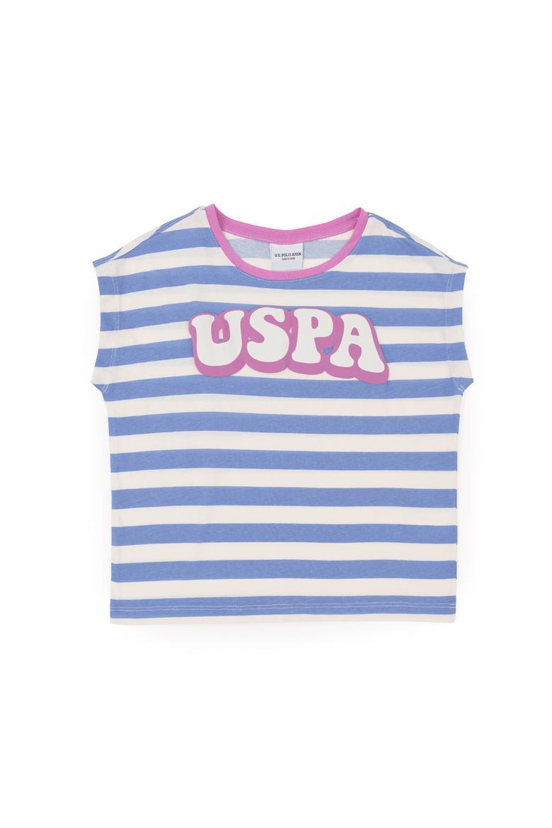 Kız Çocuk Koyu Mavi Bisiklet Yaka Tişört - 50288409030