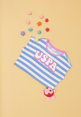 Kız Çocuk Koyu Mavi Bisiklet Yaka Tişört - 50288409030