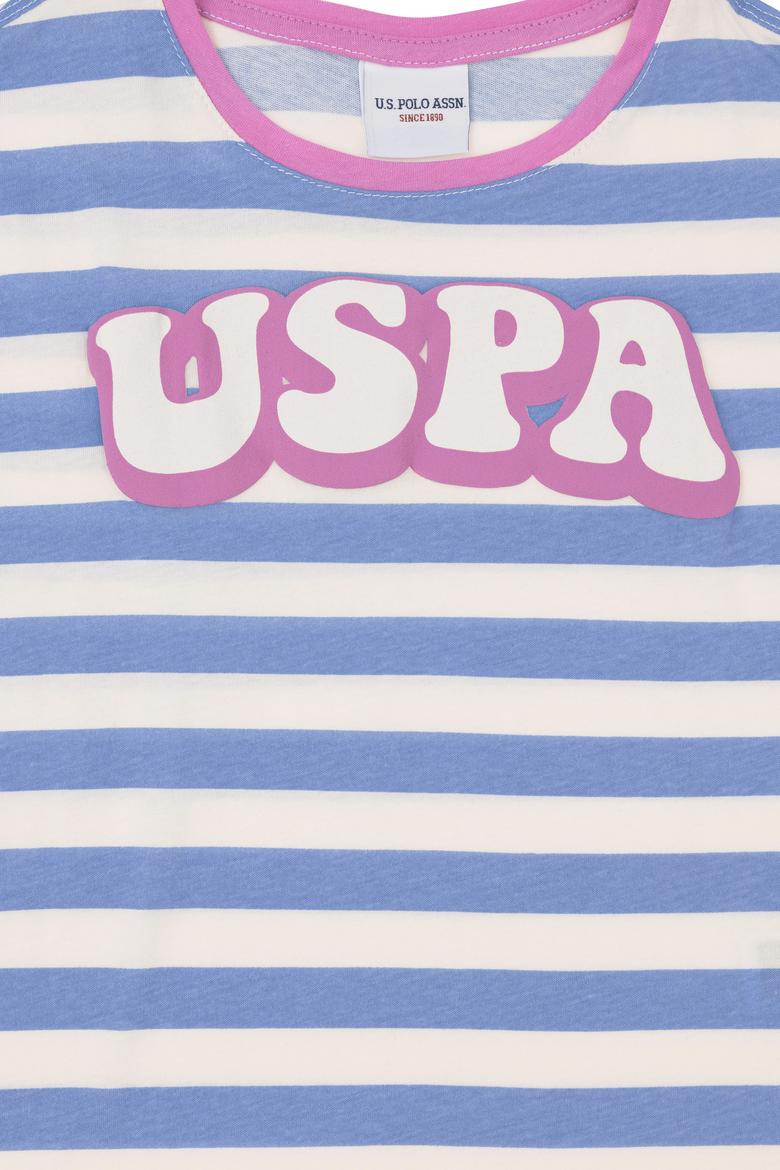 Kız Çocuk Koyu Mavi Bisiklet Yaka Tişört - 50288409030