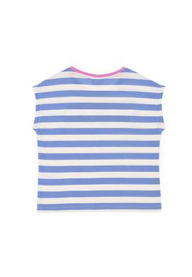 Kız Çocuk Koyu Mavi Bisiklet Yaka Tişört - 50288409030