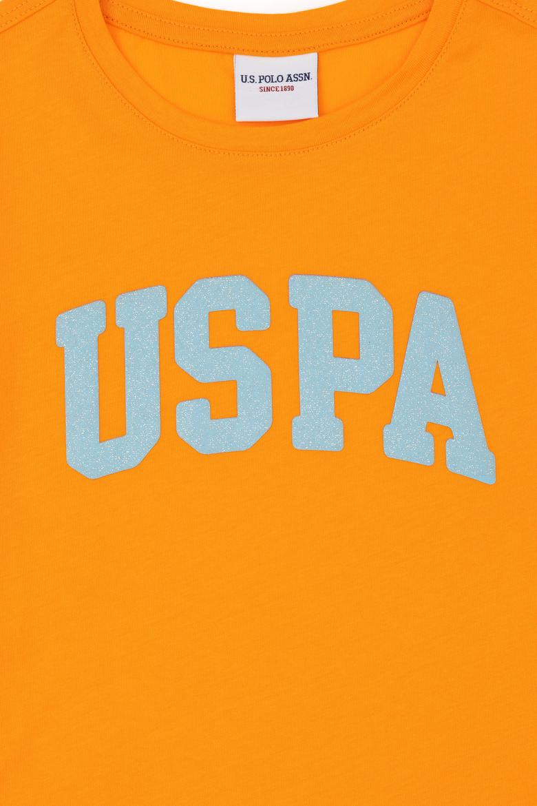 Kız Çocuk Turuncu Bisiklet Yaka Basic Tişört - 50288500023