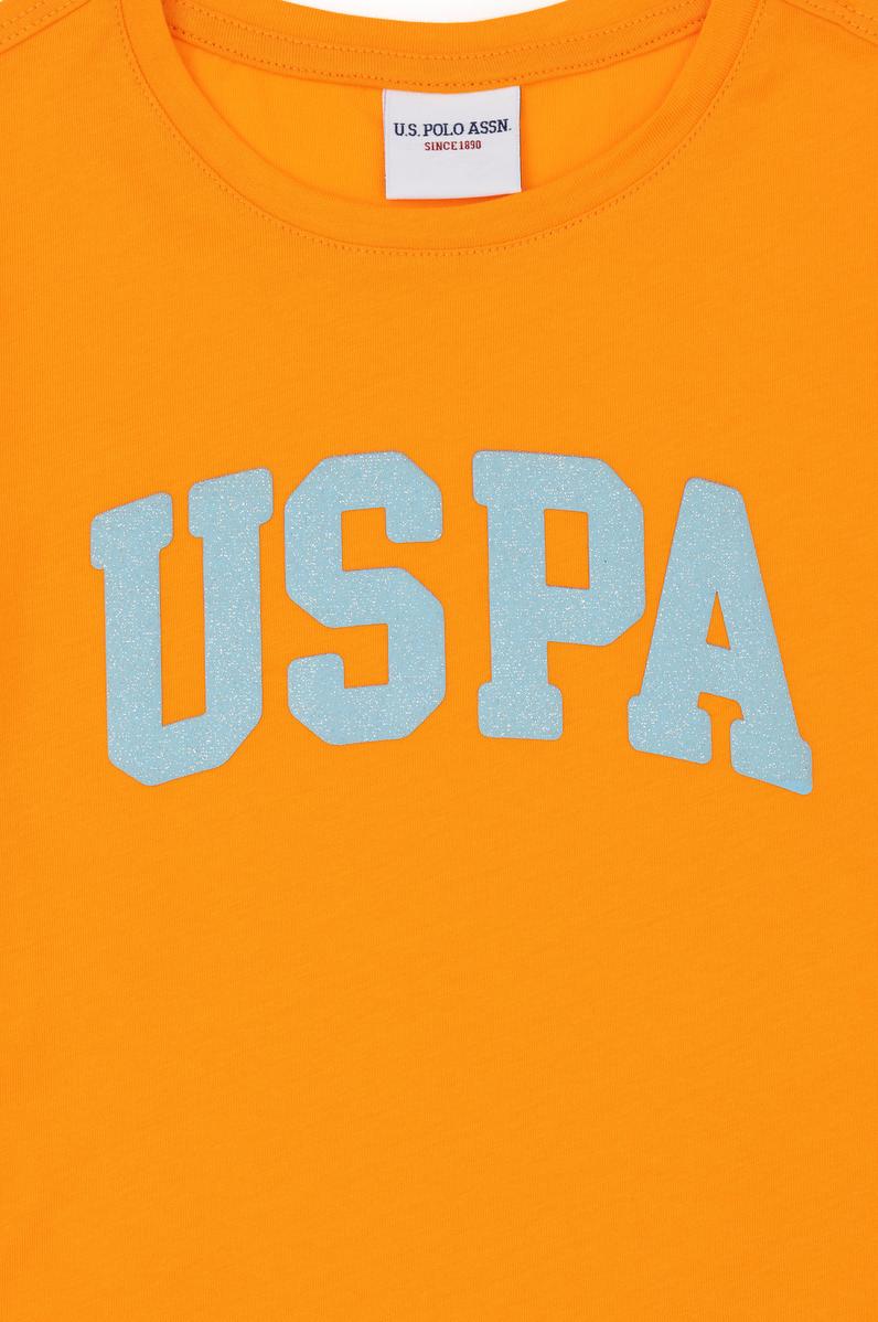 Kız Çocuk Turuncu Bisiklet Yaka Basic Tişört