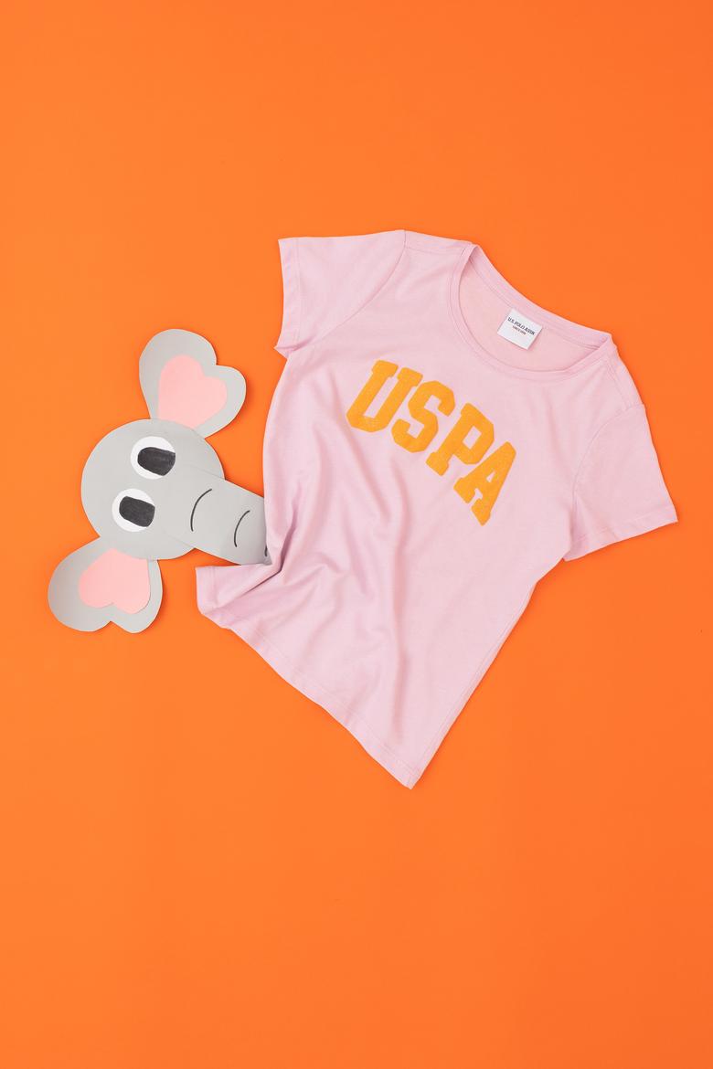 Kız Çocuk Pembe Bisiklet Yaka Basic Tişört - 50288500039