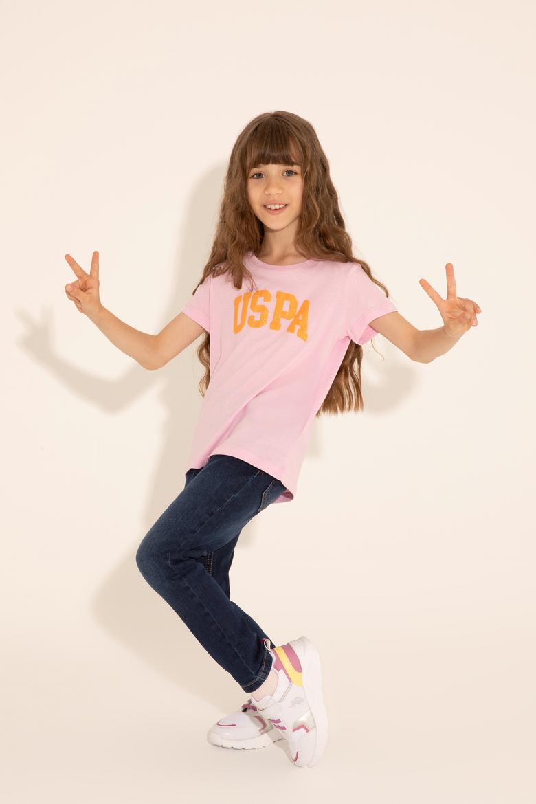 Kız Çocuk Pembe Bisiklet Yaka Basic Tişört - 50288500039