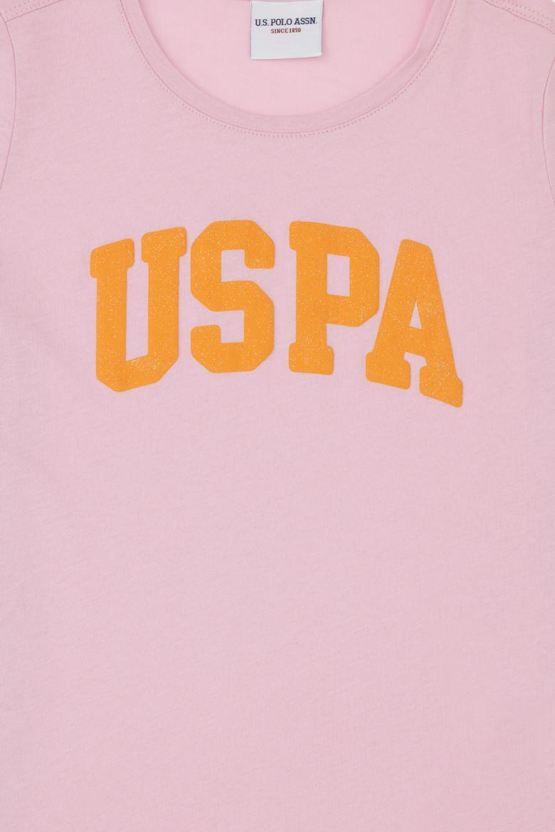 Kız Çocuk Pembe Bisiklet Yaka Basic Tişört - 50288500039