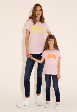 Kız Çocuk Pembe Bisiklet Yaka Basic Tişört - 50288500039