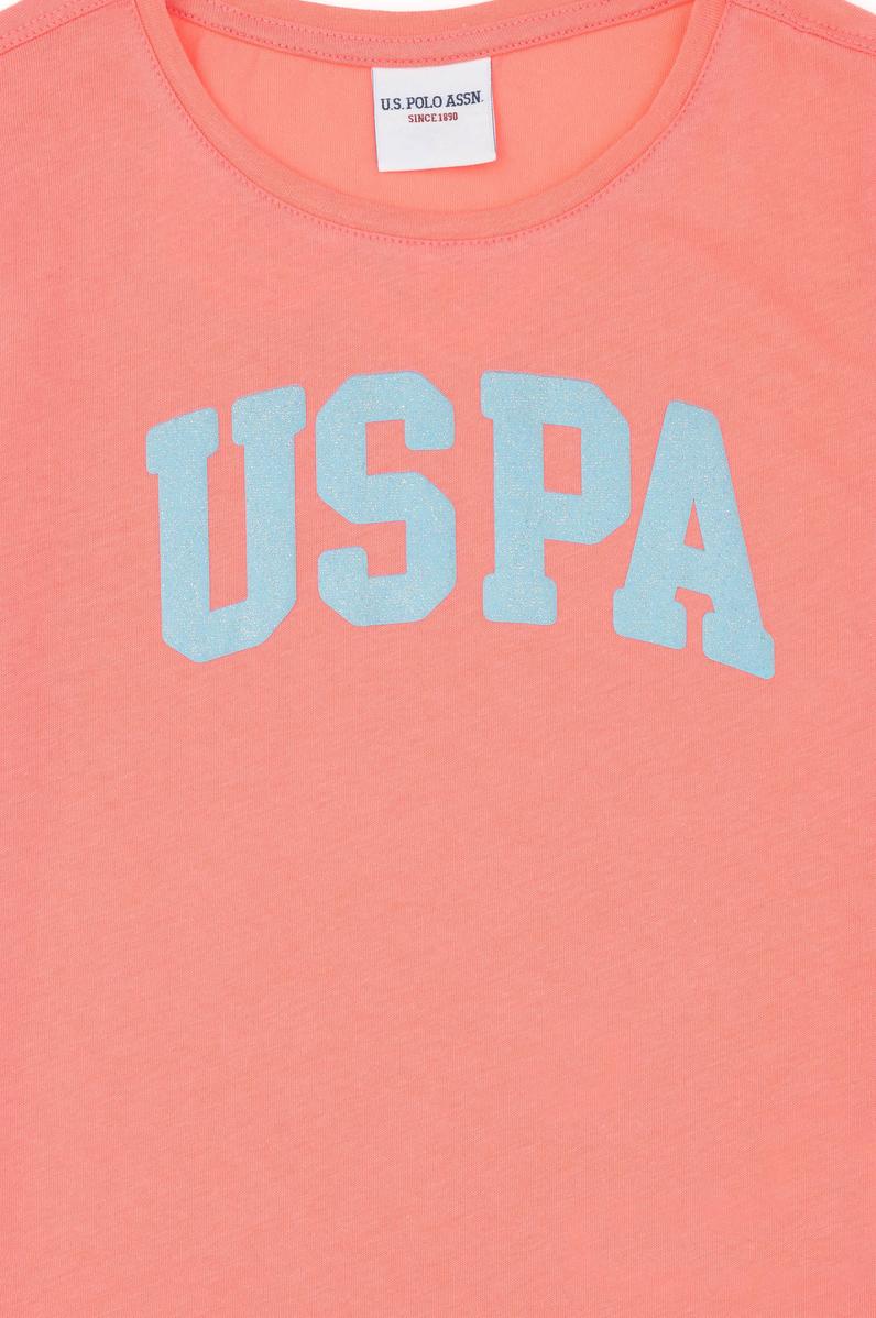 Kız Çocuk Neon Pembe Bisiklet Yaka Basic Tişört