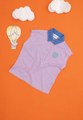 Kız Çocuk Lila Polo Yaka Kolsuz Tişört - 50288435039