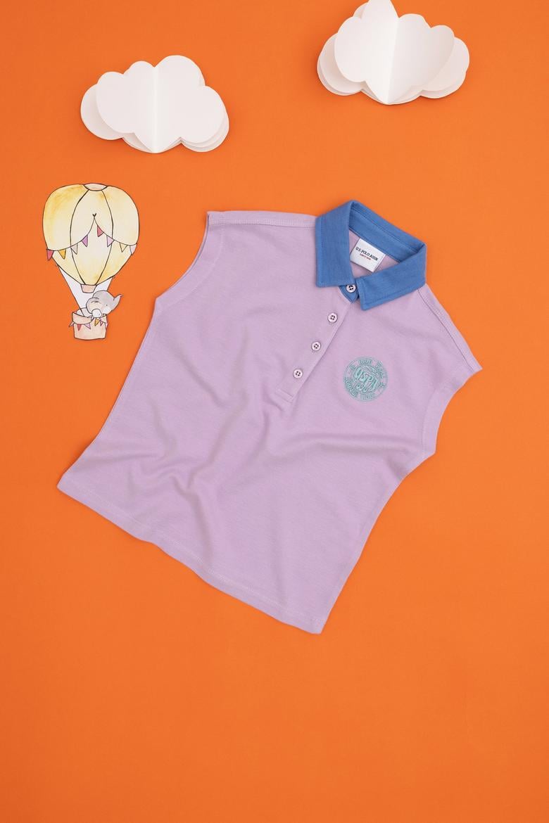 Kız Çocuk Lila Polo Yaka Kolsuz Tişört - 50288435039