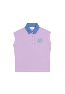Kız Çocuk Lila Polo Yaka Kolsuz Tişört - 50288435039