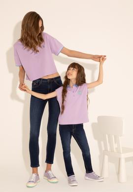 Kız Çocuk Lila Polo Yaka Kolsuz Tişört - 50288435039