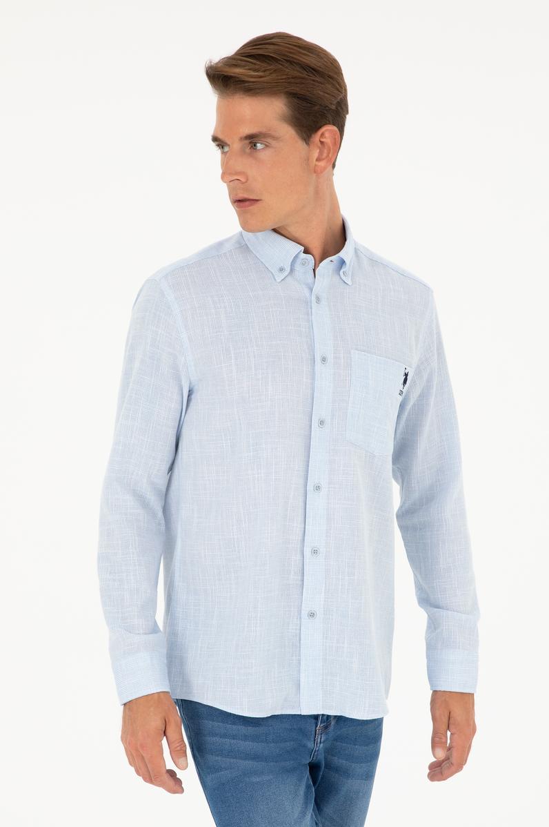 Erkek Açık Mavi Uzun Kollu Gömlek