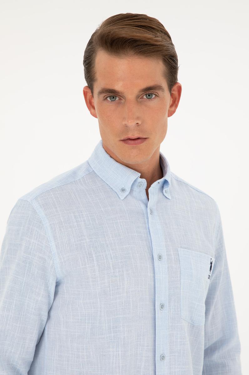 Erkek Açık Mavi Uzun Kollu Gömlek