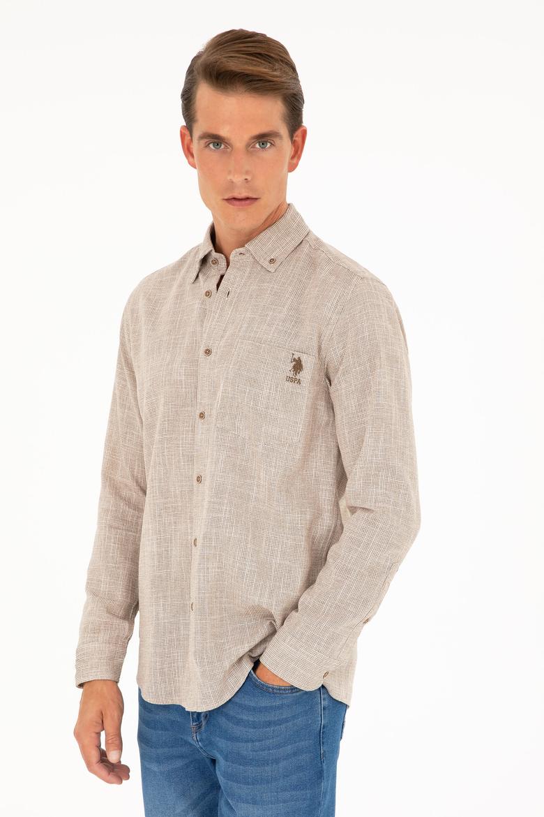 Erkek Haki Uzun Kollu Gömlek