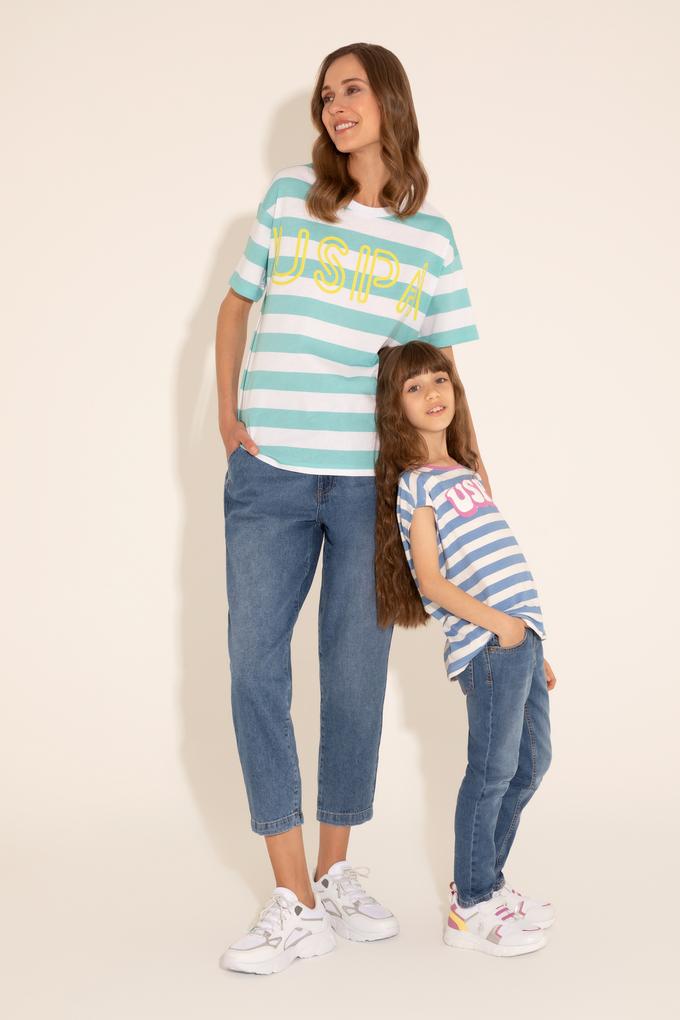 Kadın Mint Bisiklet Yaka Tişört