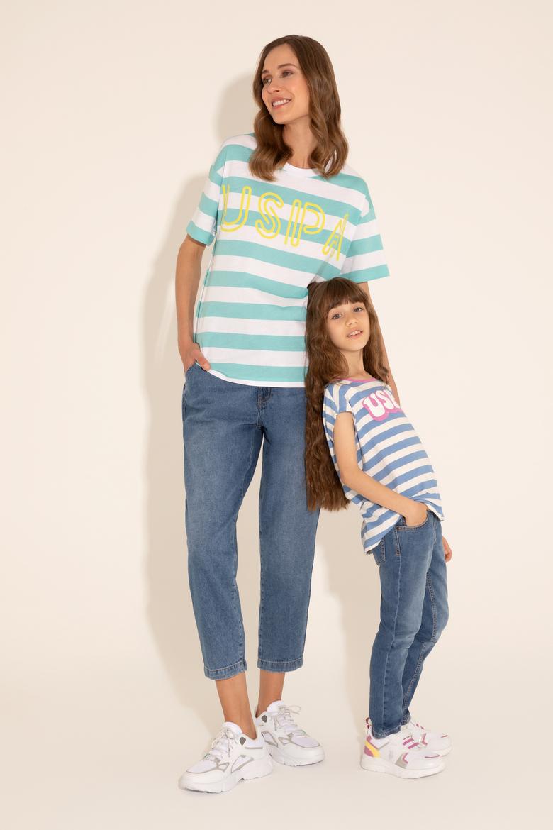 Kadın Mint Bisiklet Yaka Tişört