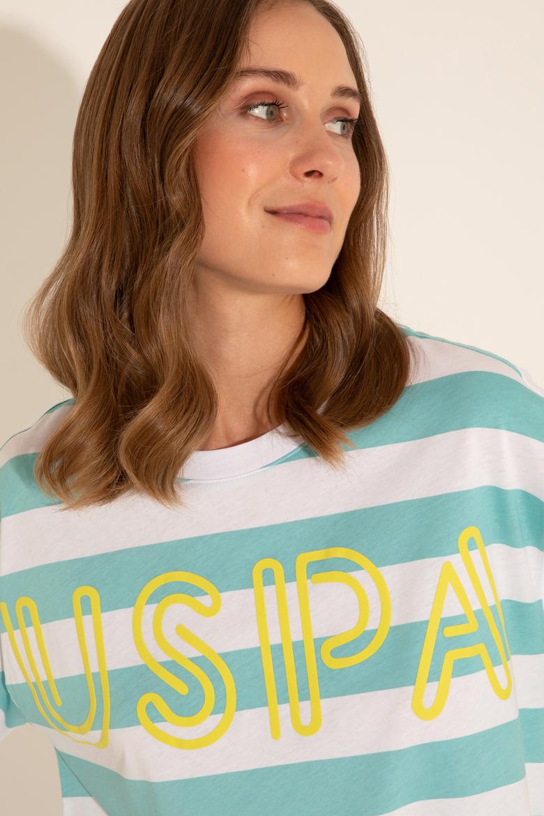 Kadın Mint Bisiklet Yaka Tişört - 50285851019