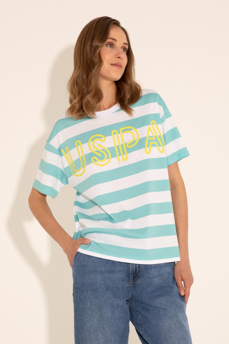 Kadın Mint Bisiklet Yaka Tişört - 50285851019