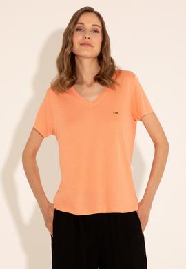 Kadın Somon V Yaka Tişört - 50286055021