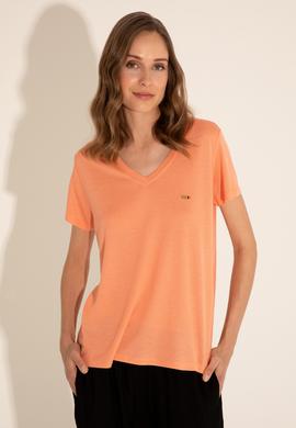 Kadın Somon V Yaka Tişört - 50286055021