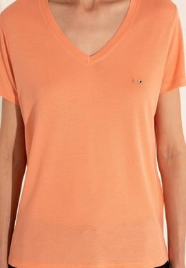 Kadın Somon V Yaka Tişört - 50286055021