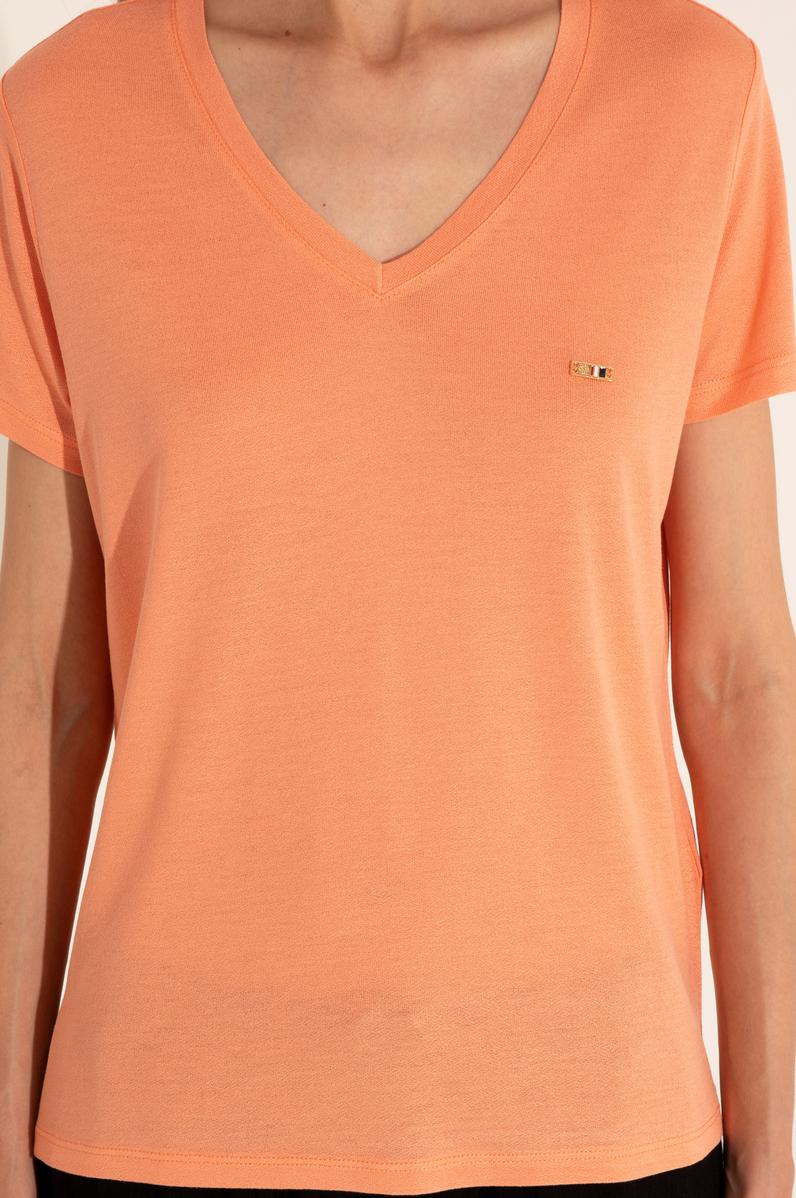Kadın Somon V Yaka Tişört