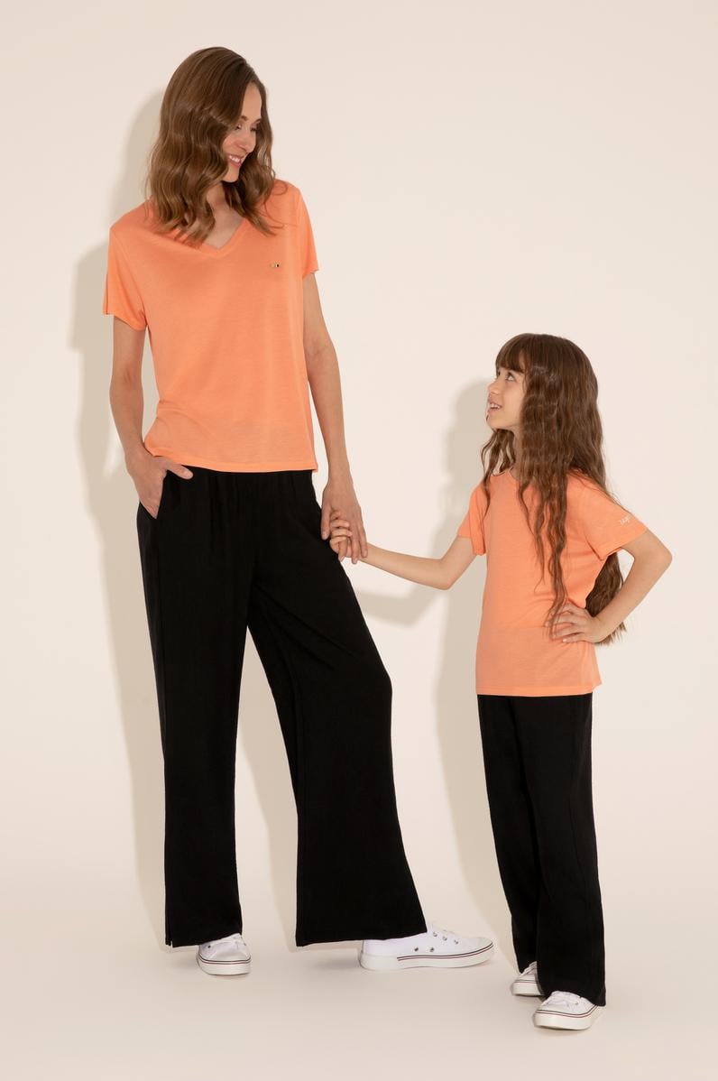 Kız Çocuk Somon Bisiklet Yaka Tişört