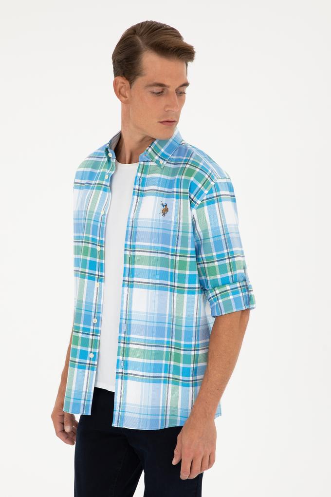 Erkek Saks Uzun Kollu Gömlek