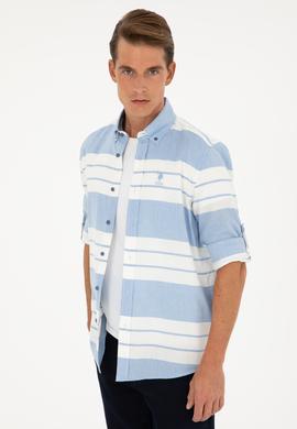 Erkek Saks Uzun Kollu Gömlek - 50283760024